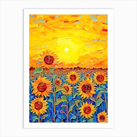 Sunflowers At Sunset Art Print