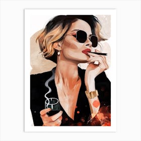Woman Smoking A Cigarette Art Print