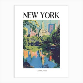 Central Park New York Colourful Silkscreen Illustration 1 Poster Art Print