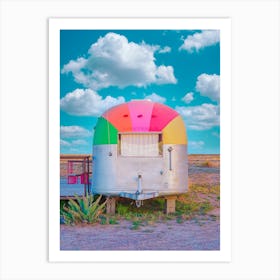 Airstream Trailer With A Rainbow Top In Marfa Texas Art Print