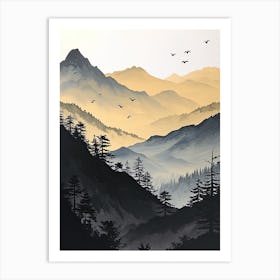 Minimalist Mystic: Elysian Peaks Art Print