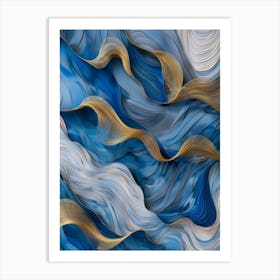 Abstract Blue And Gold Abstract Painting 1 Art Print