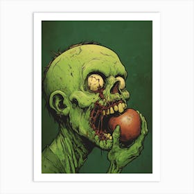 Scary Zombie Eating An Apple 6 Art Print