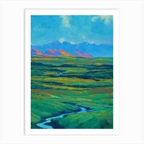 Denali National Park And Preserve United States Of America Blue Oil Painting 1  Art Print