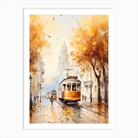 Lisbon Portugal In Autumn Fall, Watercolour 1 Art Print