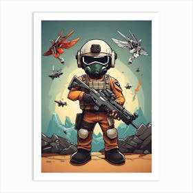 Soldier With A Gun Art Print