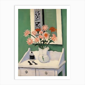Bathroom Vanity Painting With A Daisy Bouquet 2 Art Print