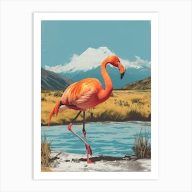 Greater Flamingo Andean Plateau Chile Tropical Illustration 7 Art Print