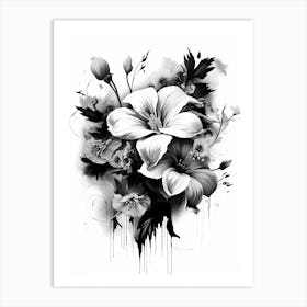 Black And White Flowers Art Print