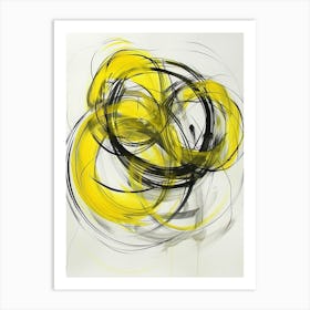 Yellow And Black Abstract Painting 3 Art Print