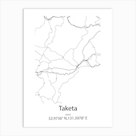 Taketa,Japan Minimalist Map Art Print