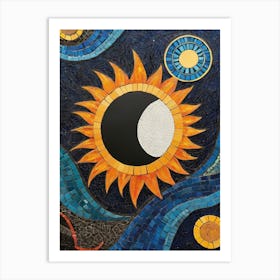 Sun And Moon Mosaic Art Art Print