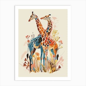 Two Giraffes Gradient Illustration Art Print