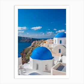 Blue Domes Of Oia greece  Art Print