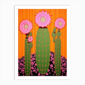 Mexican Style Cactus Illustration Fishhook Cactus 3 Art Print