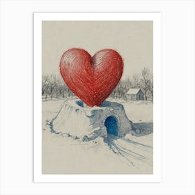 Heart In The Snow 1 Art Print