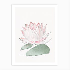 Lotus Flower Pattern Pencil Illustration 7 Art Print