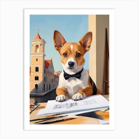 Cute Architect Dog Artist Pet Lover Art Print