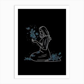 Woman Holding Flowers Art Print