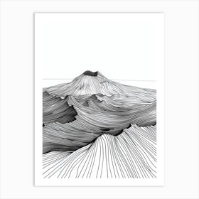 Mount Etna Italy Line Drawing 2 Art Print