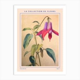 Fuchsia French Flower Botanical Poster Art Print
