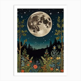 Moonlight In The Woods Style William Morris 6 Art Print