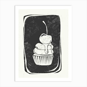 Cupcake Linocut Style Art Print