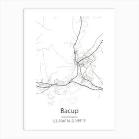 Bacup,United Kingdom Minimalist Map Art Print