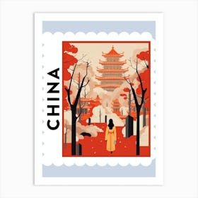 China 2 Travel Stamp Poster Art Print