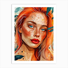 Girl With Red Hair Art Print