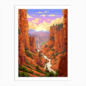 Canyon Landscape Pixel Art 1 Art Print