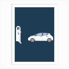 Electric Car Charging Art Print