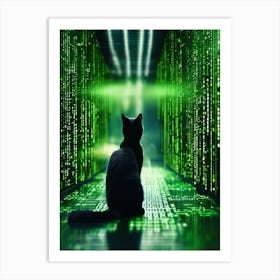 cat in the matix Art Print