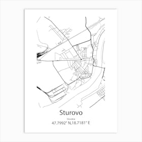 Sturovo,Slovakia Minimalist Map Art Print