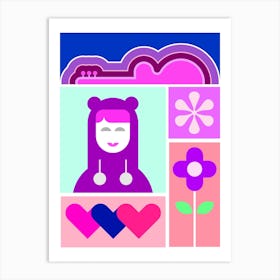 Girl With Flowers Art Print