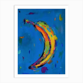 Banana On A Blue Table Art Print
