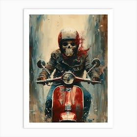 Skull On A Moped Art Print