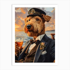 Classy Airedale At The Bar 22 Art Print