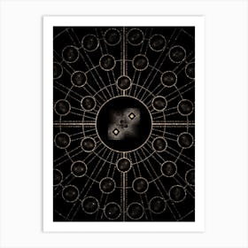 Geometric Glyph Radial Array in Glitter Gold on Black n.0132 Art Print