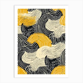 Seamless Wave Pattern, Yellow and Black Art Print