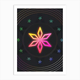 Neon Geometric Glyph in Pink and Yellow Circle Array on Black n.0235 Art Print
