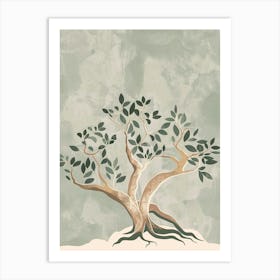 Banyan Tree Minimal Japandi Illustration 3 Art Print