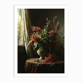 Baroque Floral Still Life Bee Balm 3 Art Print