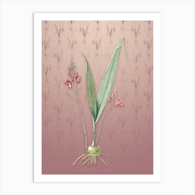 Vintage Pine Pink Botanical on Dusty Pink Pattern n.0882 Art Print