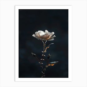 White Rose On A Stalk Art Print