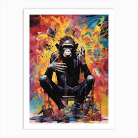 Colourful Thinker Monkey Graffiti Illustration 4 Art Print