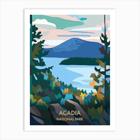 Acadia National Park Travel Poster Matisse Style 1 Art Print