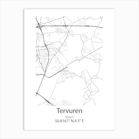 Tervuren,Belgium Minimalist Map Art Print