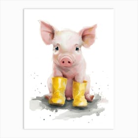 Pig In Yellow Boots Art Print