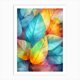 Watercolor Autumn Leaves Art nature Art Print